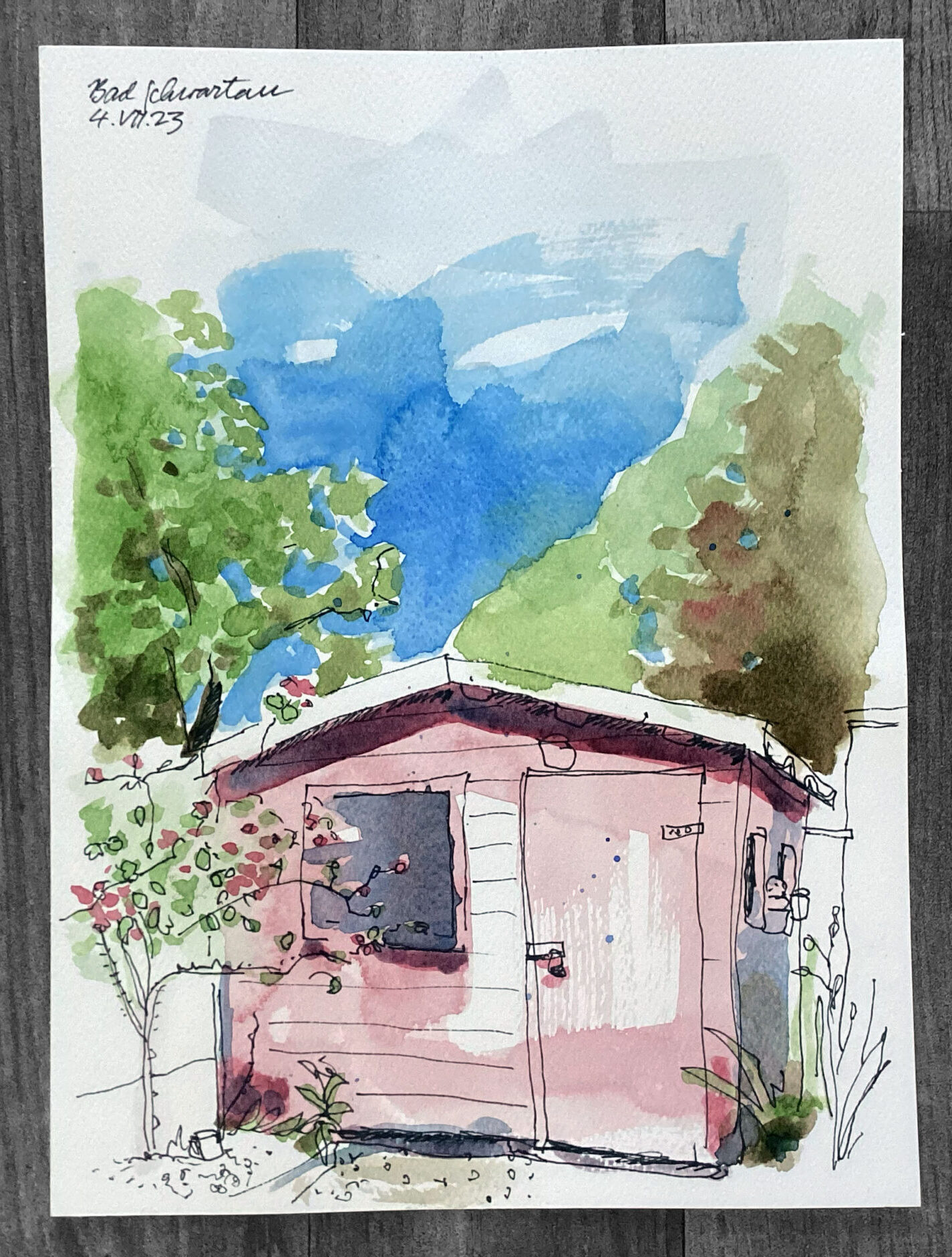 Urban Sketching: Gartenschuppen