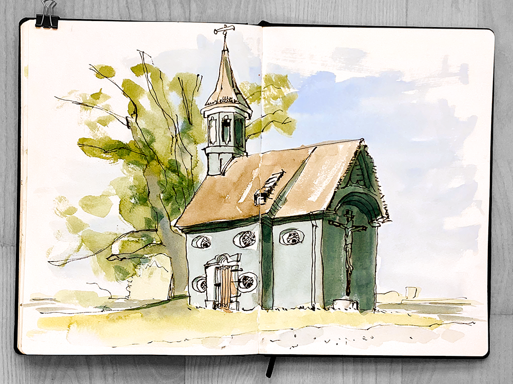 Urban Sketching: Seekapelle zum Heiligen Kreuz, Herreninsel